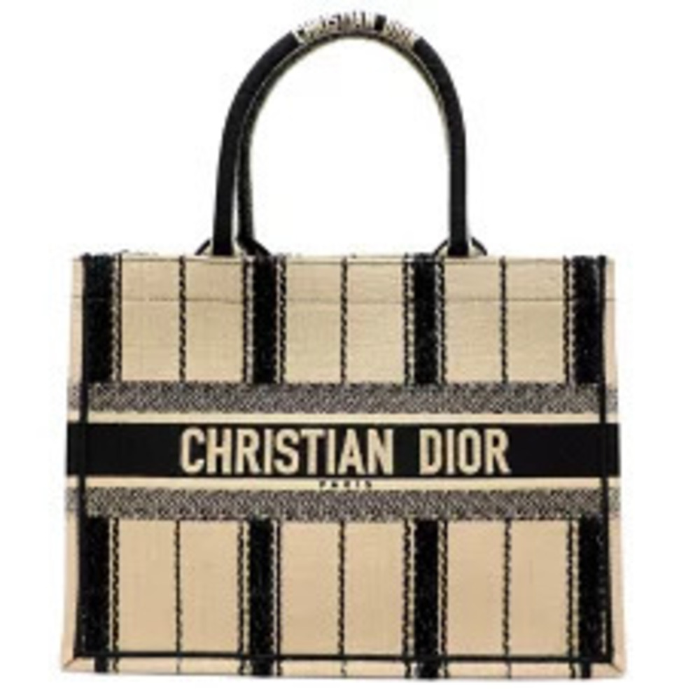 Christian Dior Book Tote Bag Jacquard Beige Black